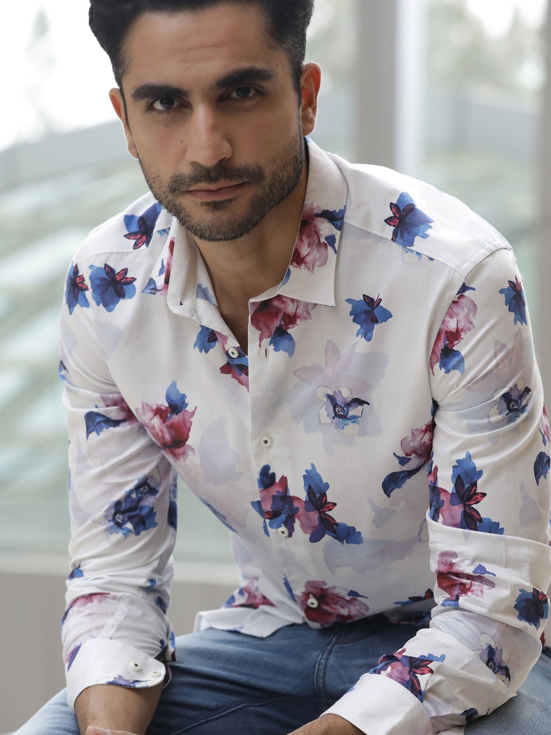 

RARE RABBIT Men Waltery Regular Fit Floral Printed Shirt, White