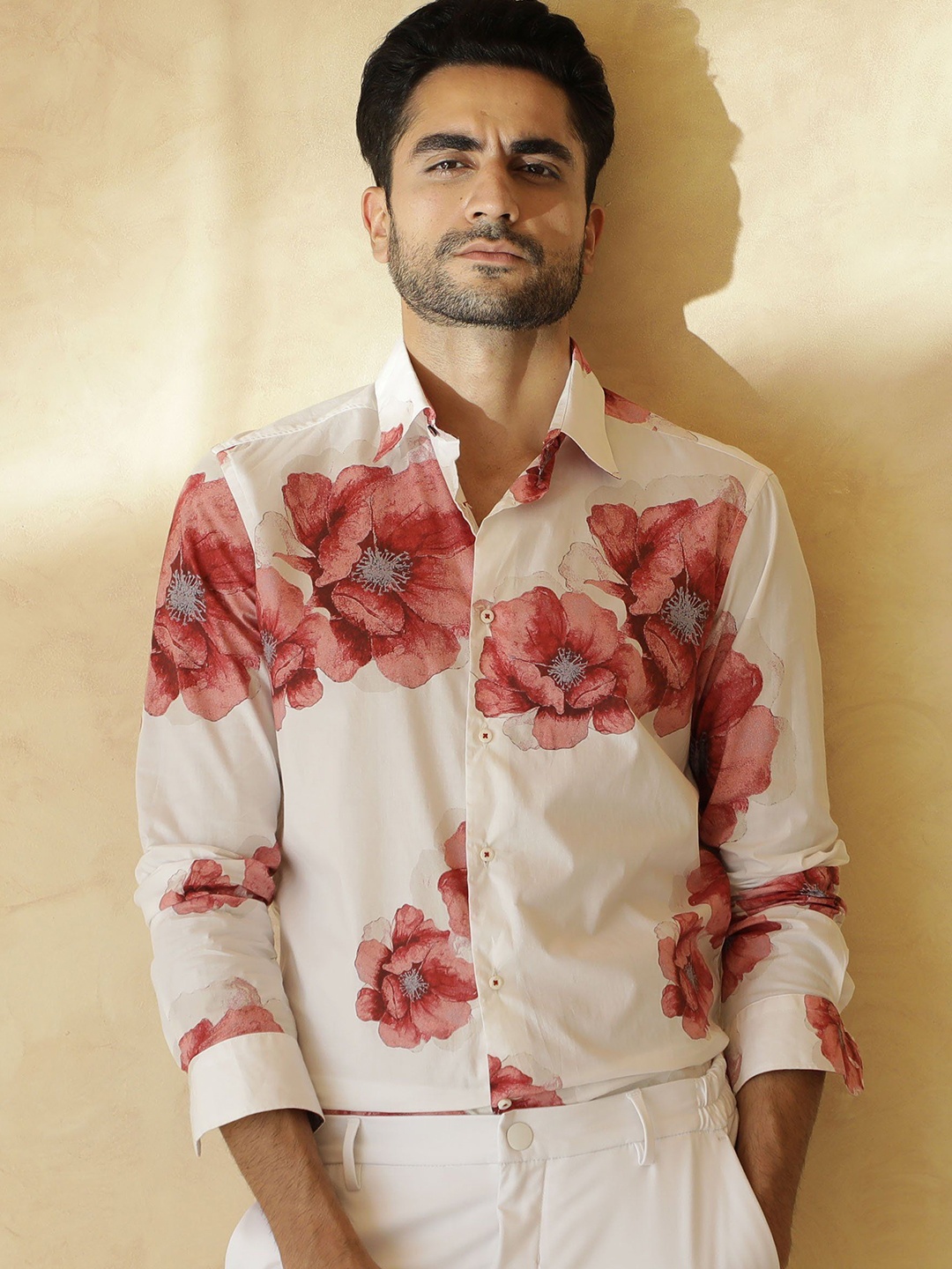 

RARE RABBIT Men Nethers Regular Fit Floral Printed Shirt, White