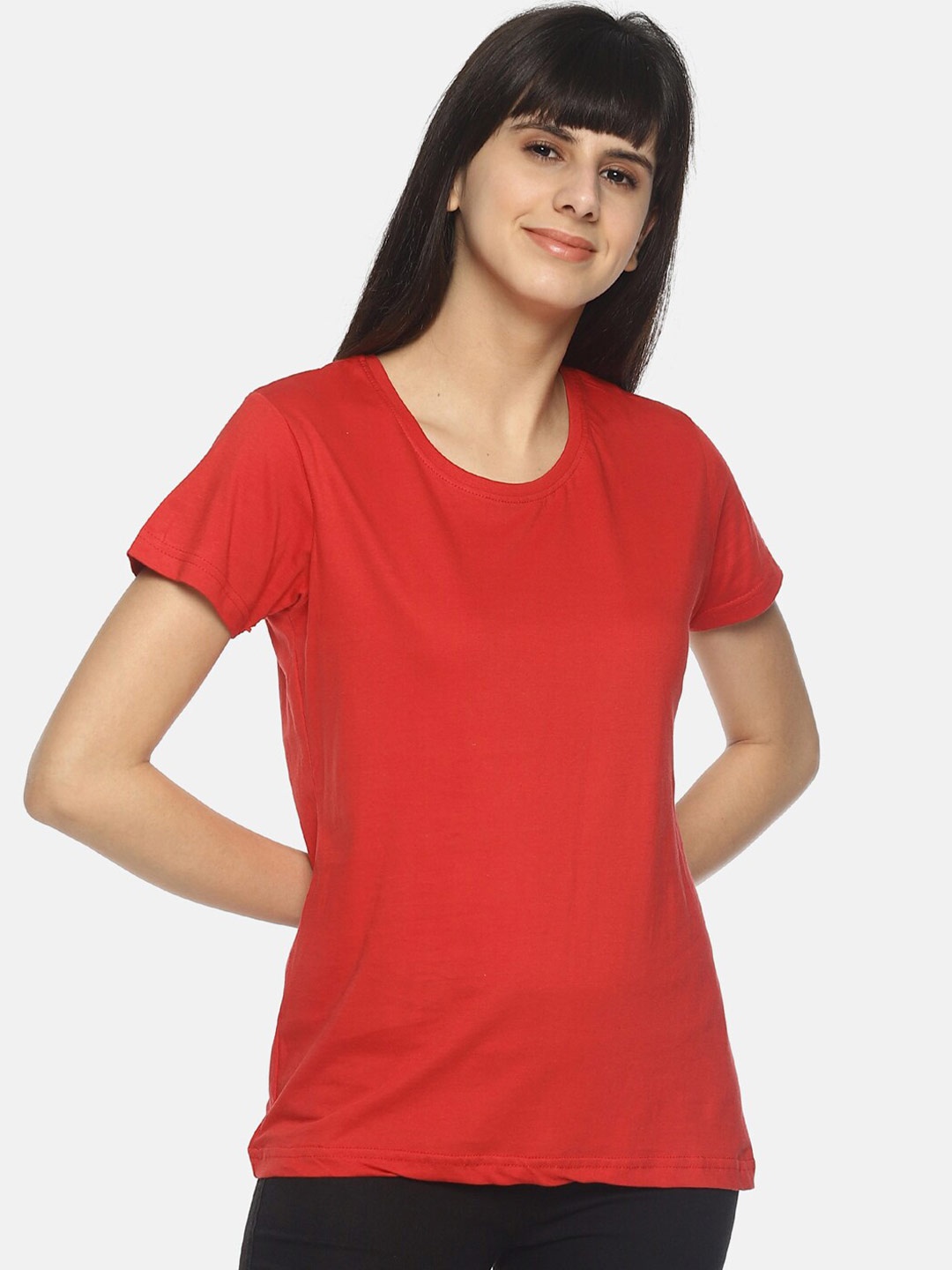 

Young Trendz Women Red Pure Cotton T-shirt