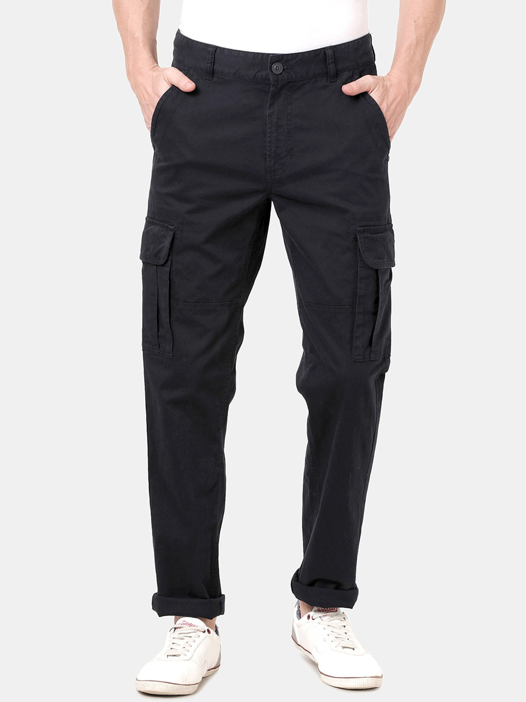 

t-base Men Navy Blue Slim Fit Cargos Trousers