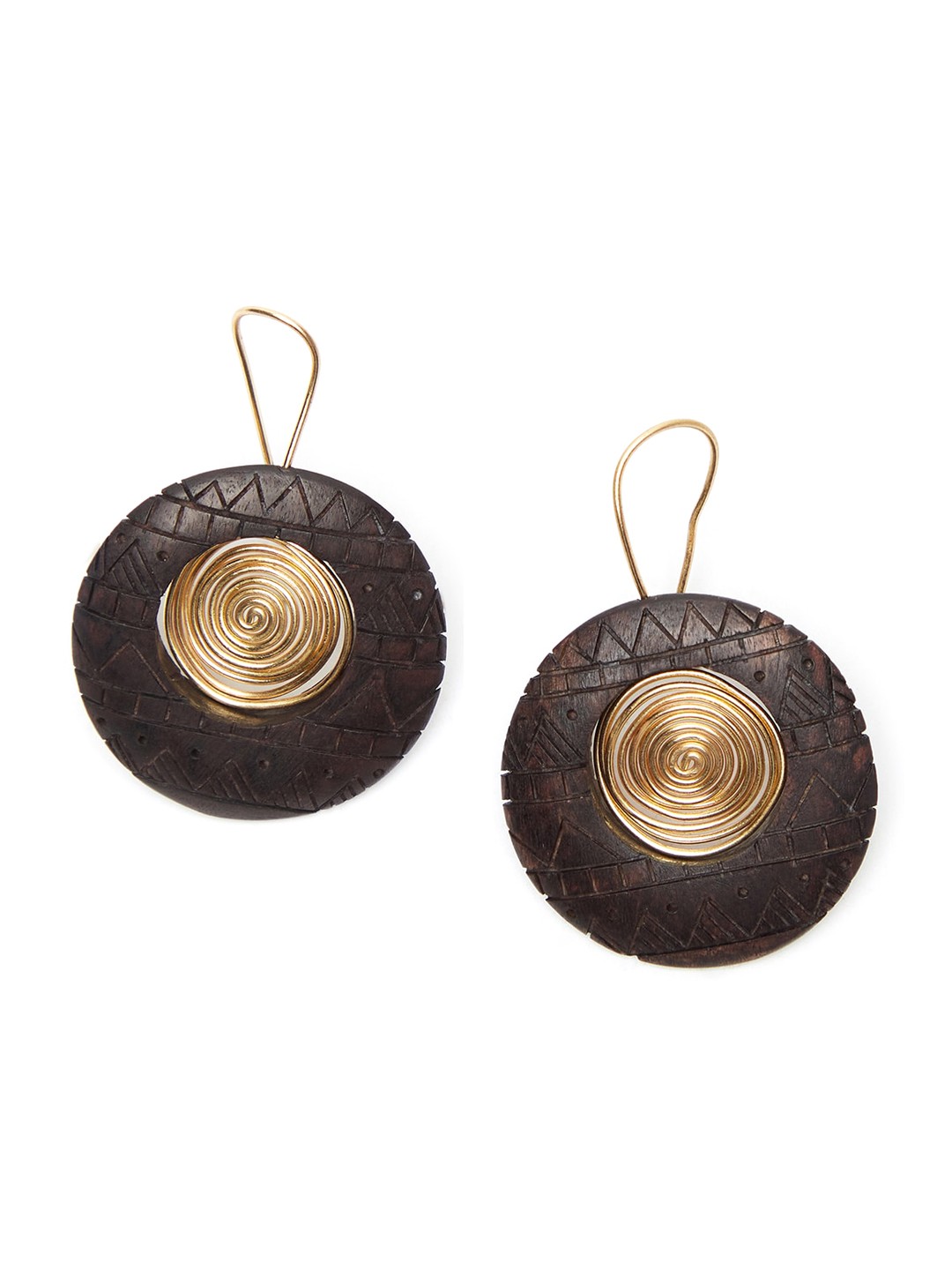 

Fabindia Brown & Gold-Toned Circular Drop Earrings