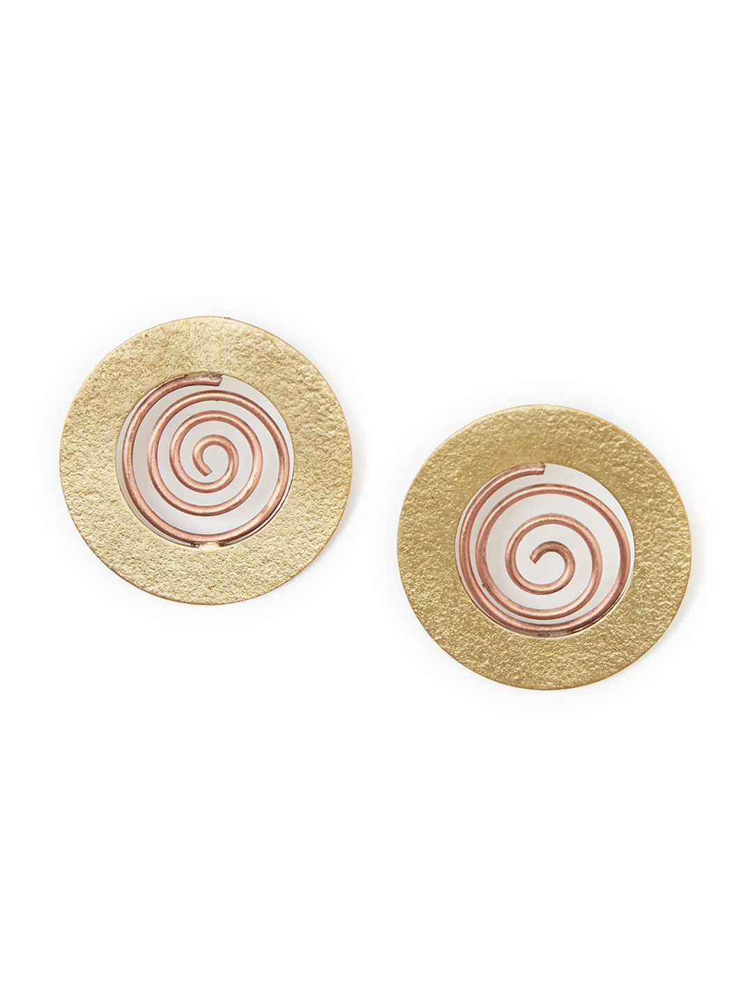 

Fabindia Gold-Toned & Copper-Toned Circular Studs Earrings