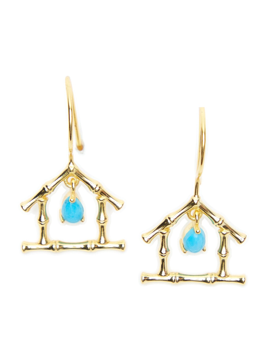

Fabindia Gold-Toned & Blue Contemporary Drop Earrings