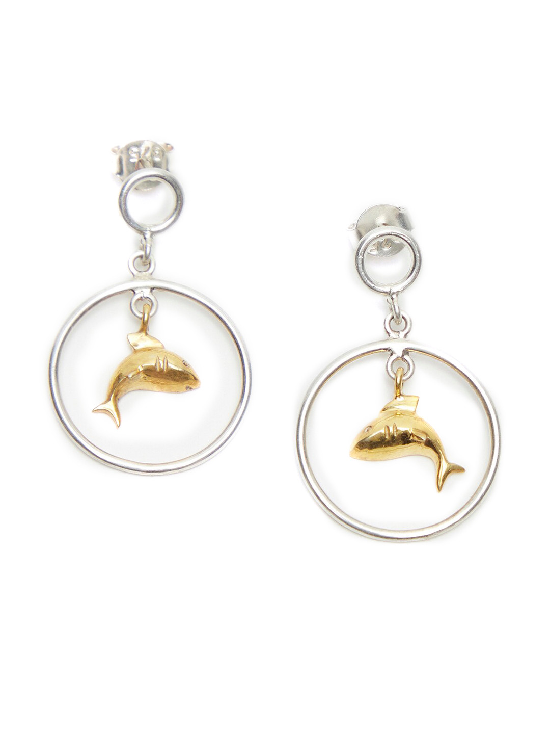 

Fabindia Silver-Toned & Gold-Toned Contemporary Drop Earrings