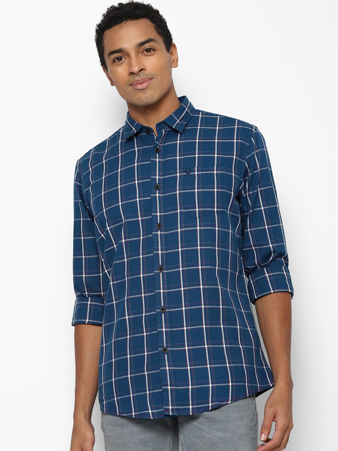 

Allen Solly Sport Men Blue Windowpane Checked Casual Shirt