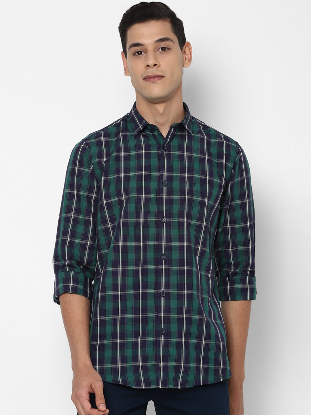 

Allen Solly Men Green Slim Fit Tartan Checked Casual Shirt