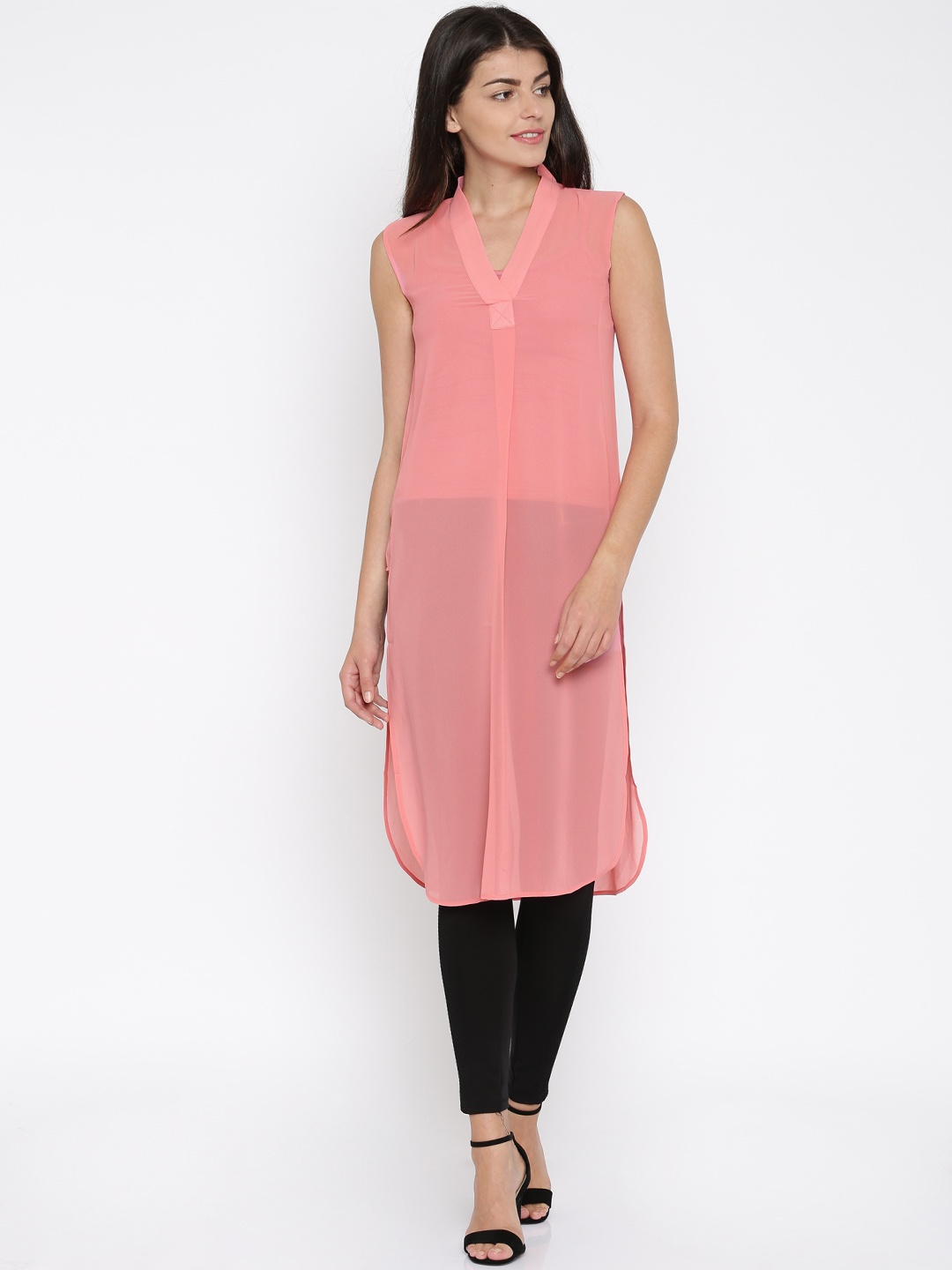 

AND Pink Semi-Sheer Maxi Tunic