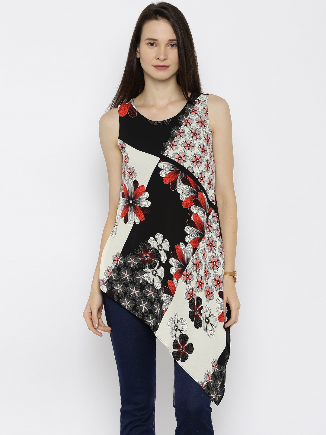 

AND Black & Red Floral Print Tunic
