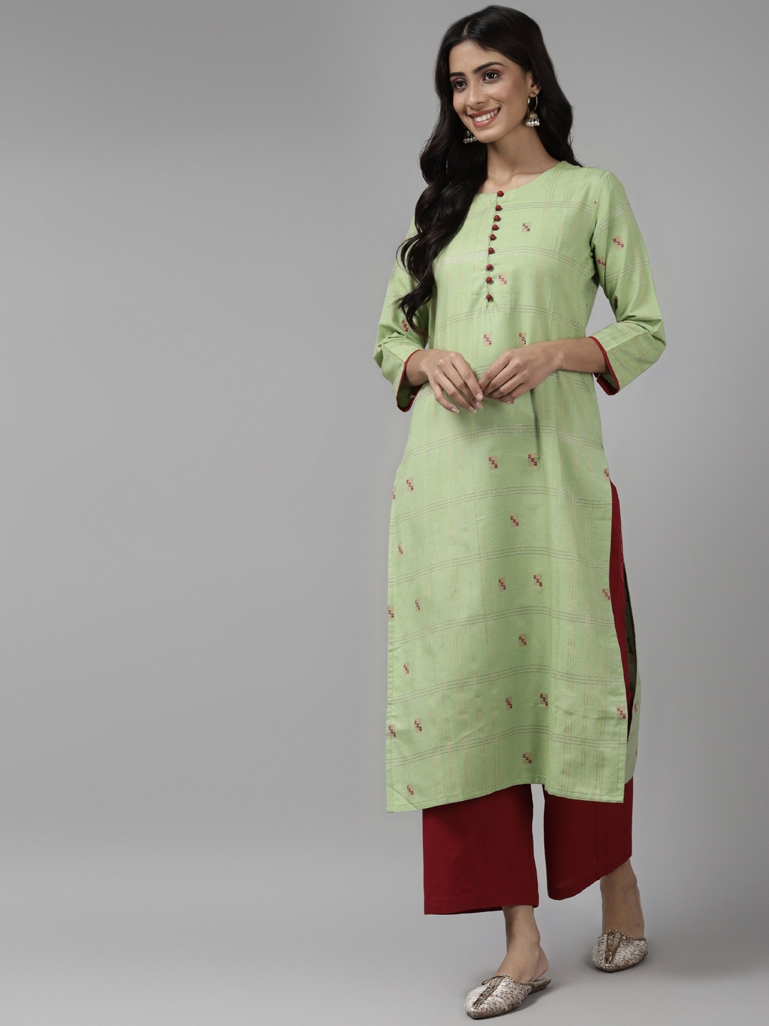 

Indo Era Women Green Geometric Kurta