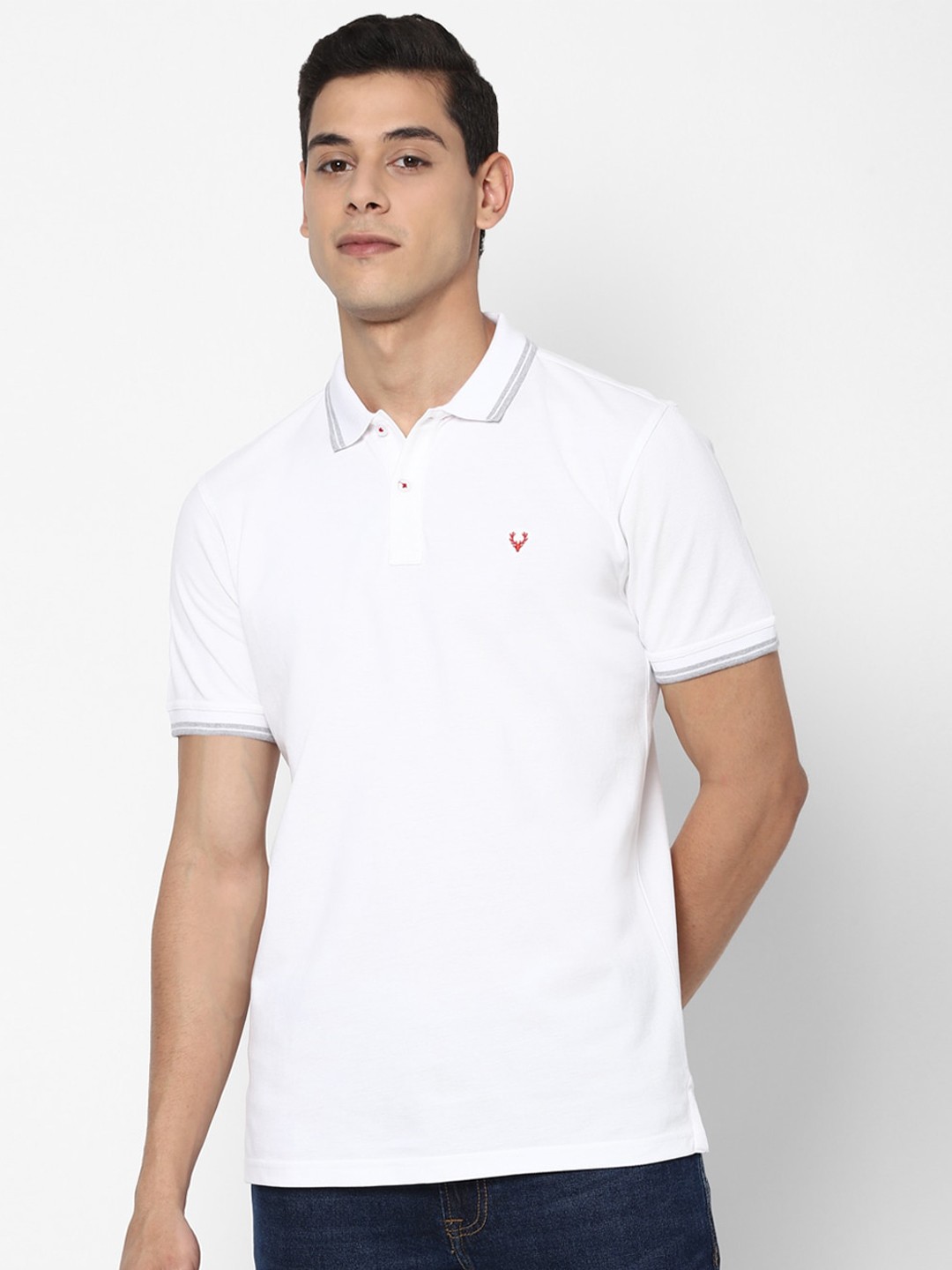 

Allen Solly Men White Polo Collar Pure Cotton T-shirt
