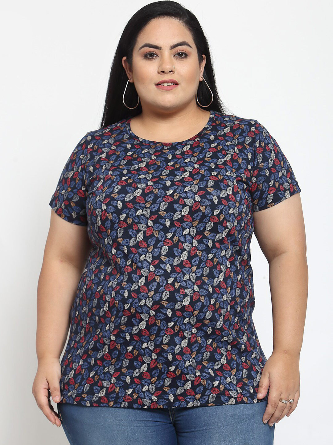 

plusS Women Multicoloured Tropical Printed T-shirt (Plus Size), Multi
