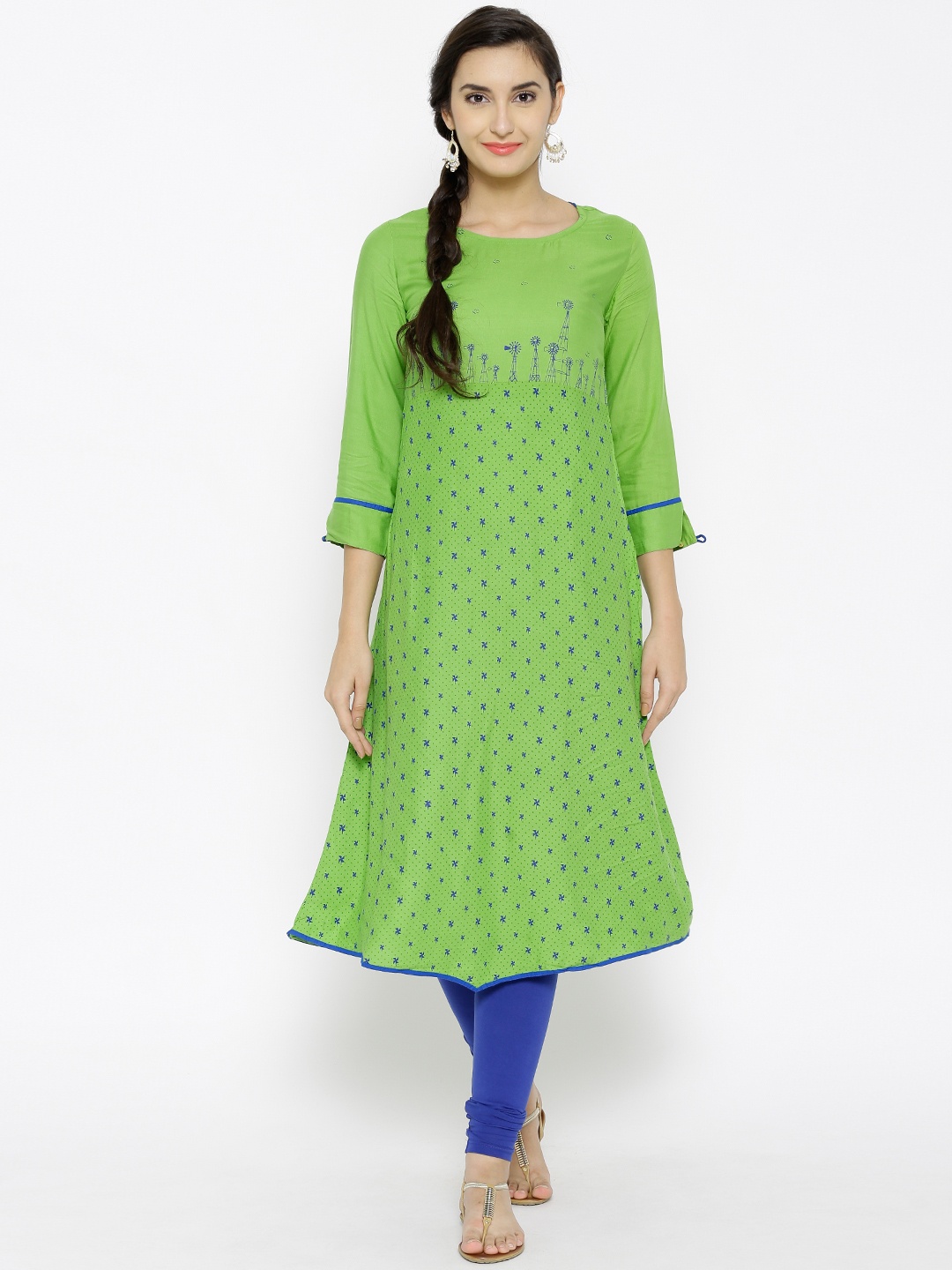 

Span Women Green Printed A-Line Kurta