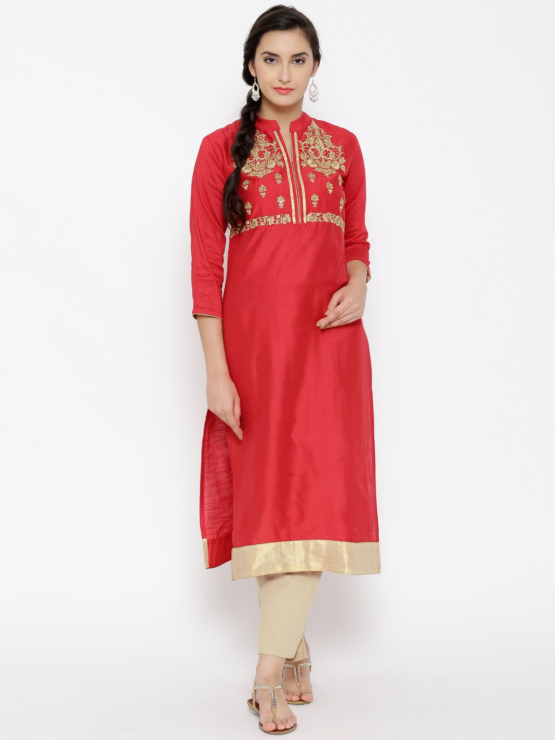 

Span Red Embroidered Kurta