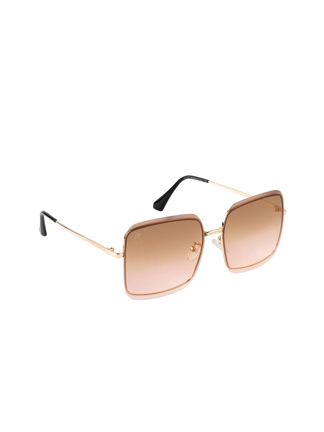 

AISLIN Women Brown UV Protected Square Sunglasses, Gold