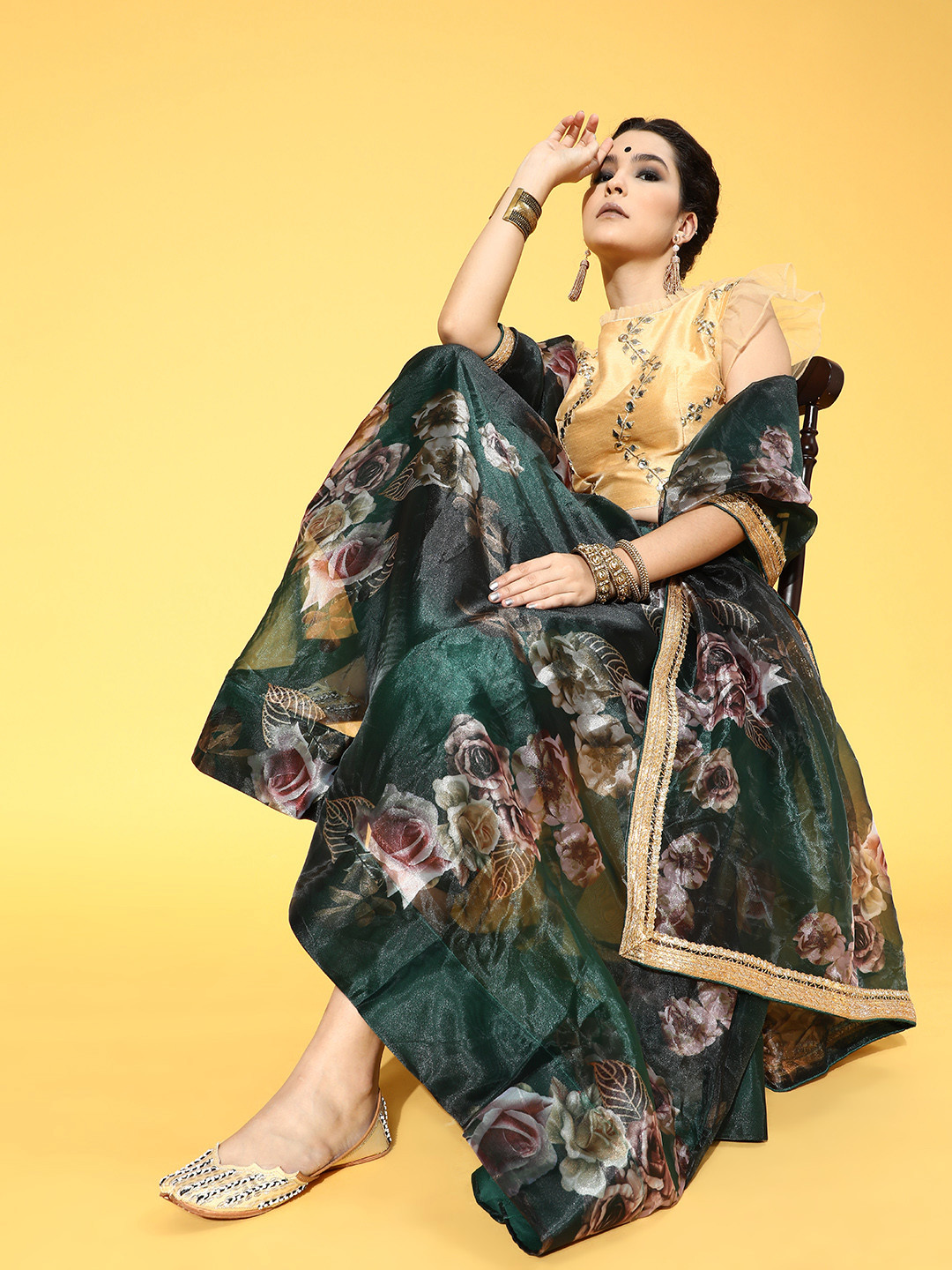 

Tikhi Imli Gorgeous Green Embellished Ready to Wear Lehenga Choli with Dupatta