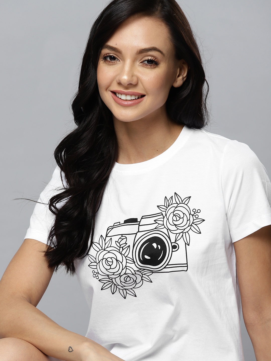 

Mast & Harbour Women White Pure Cotton Printed T-shirt