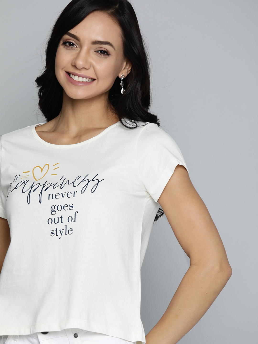 

Mast & Harbour Women White Typography Printed T-shirt