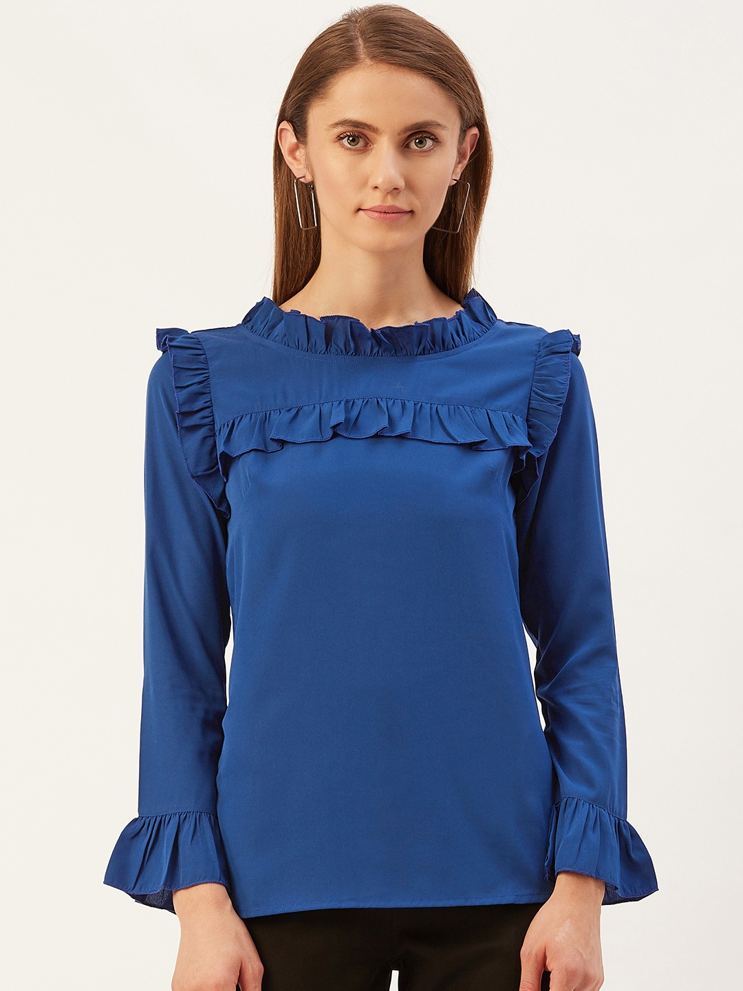 

Magnetic Designs Blue Ruffles Regular Top