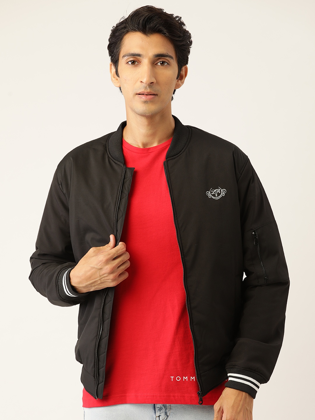 

Leather Retail Men Black Bomber Jacket
