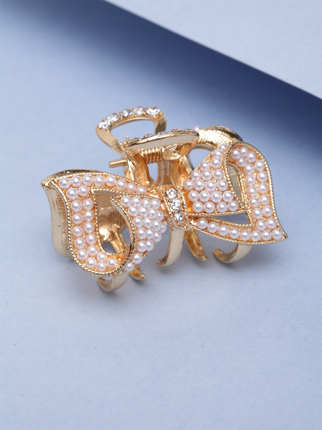 

PANASH Women Gold Toned White Pearls Claw Clip