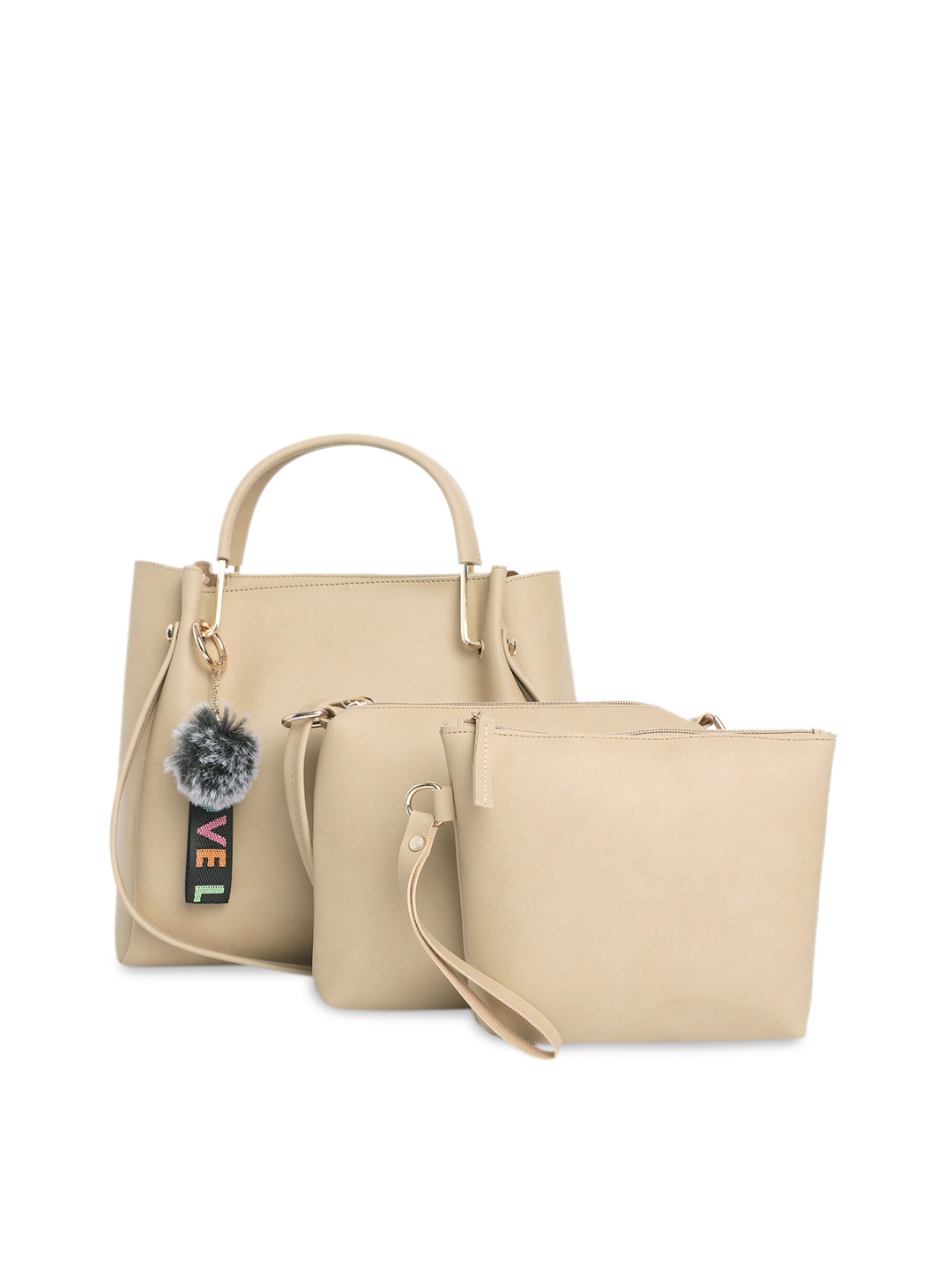 

Fostelo Beige PU Oversized Shopper Tote Bag with Tasselled