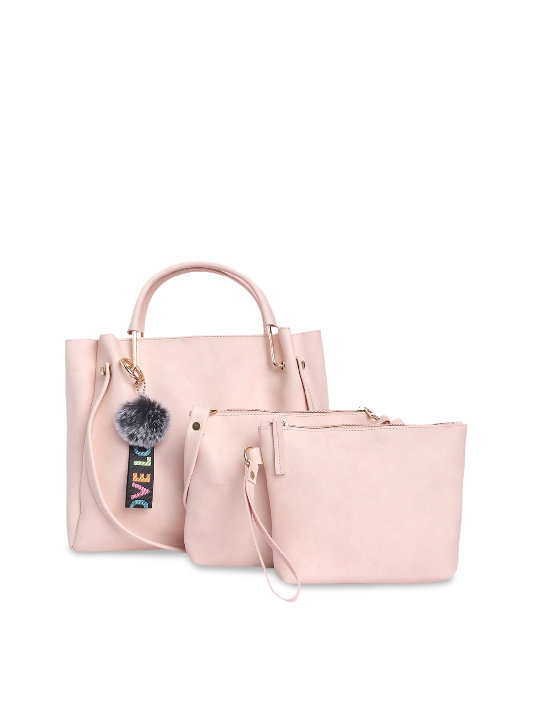 

Fostelo Rose Gold PU Structured Tote Bag with Tasselled