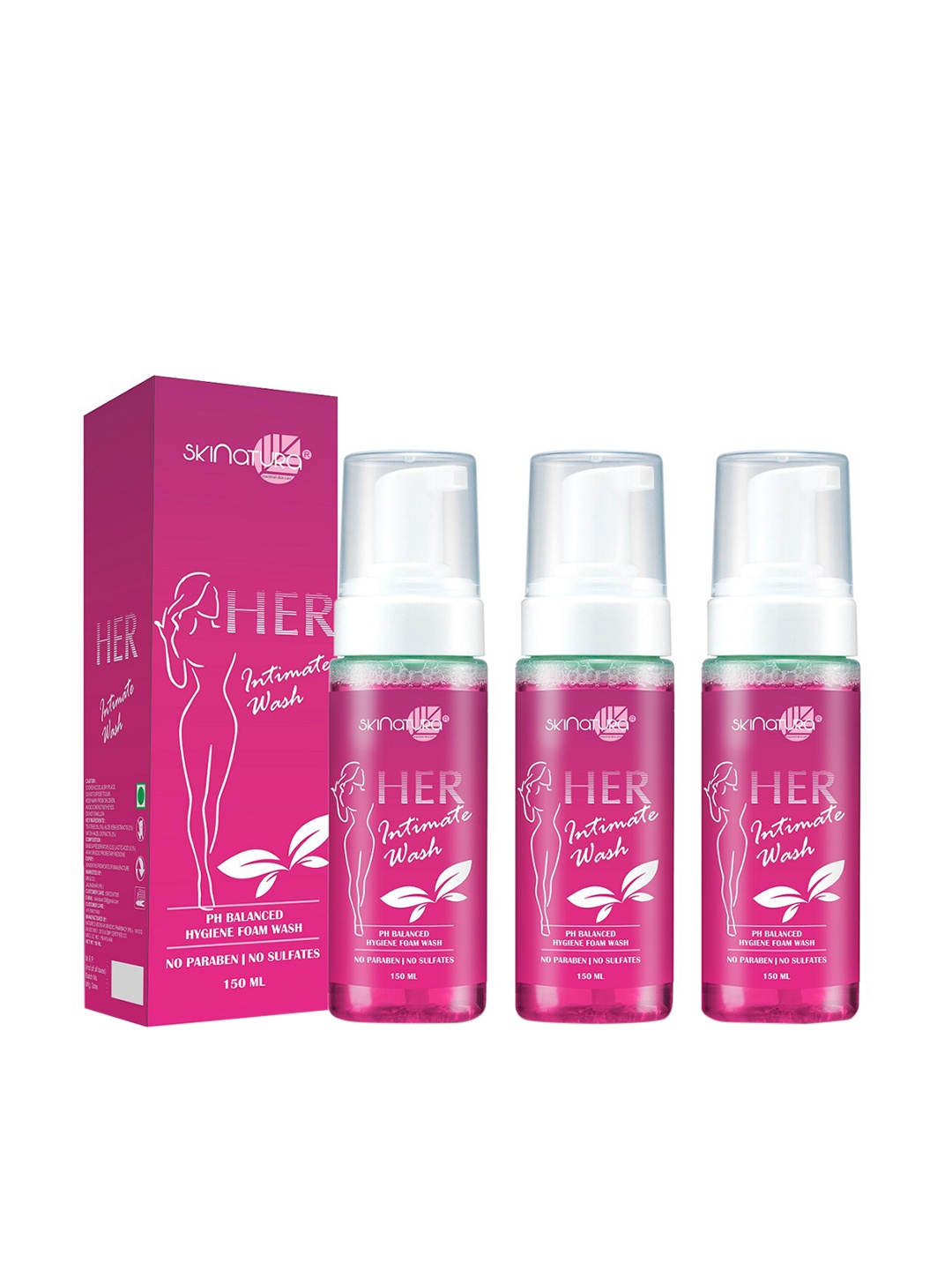 

Skinatura Women Set of 3 pH Balanced Hygiene Intimate Wash, Pink