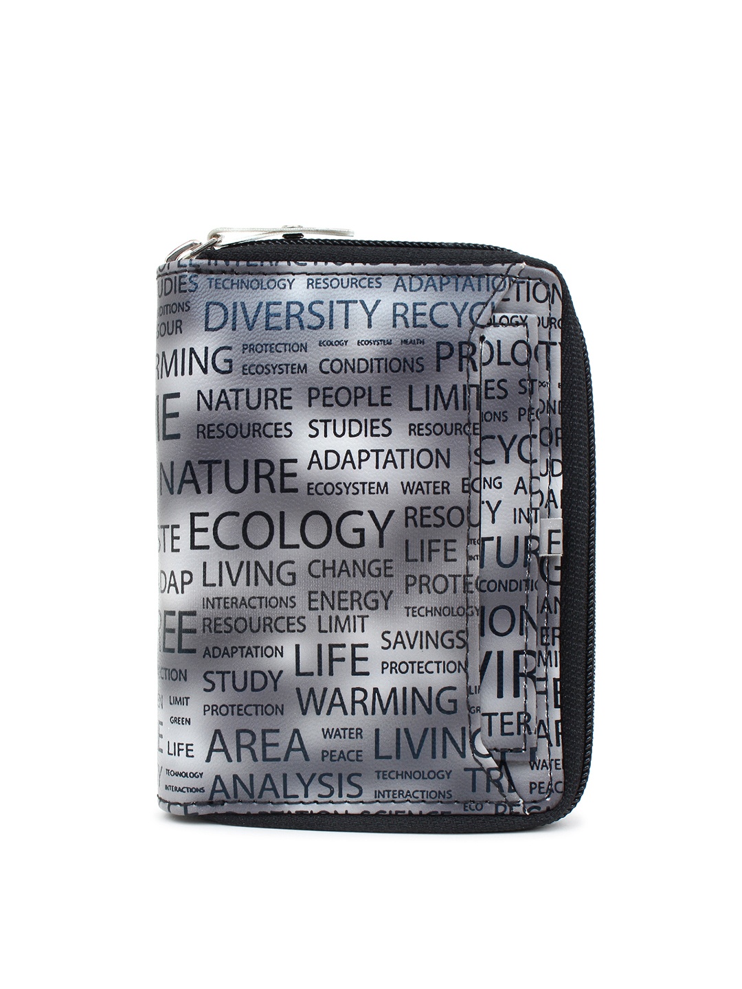 

Spice Art Women Grey & Black Typography Printed Zip Around Wallet