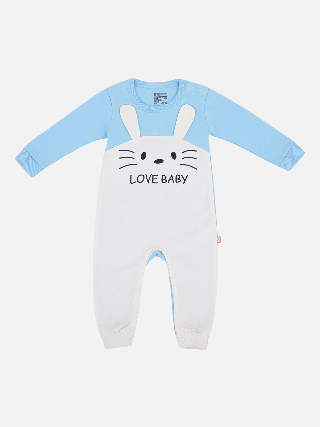 

Bodycare Kids Infant Girls White & Blue Printed Cotton Romper