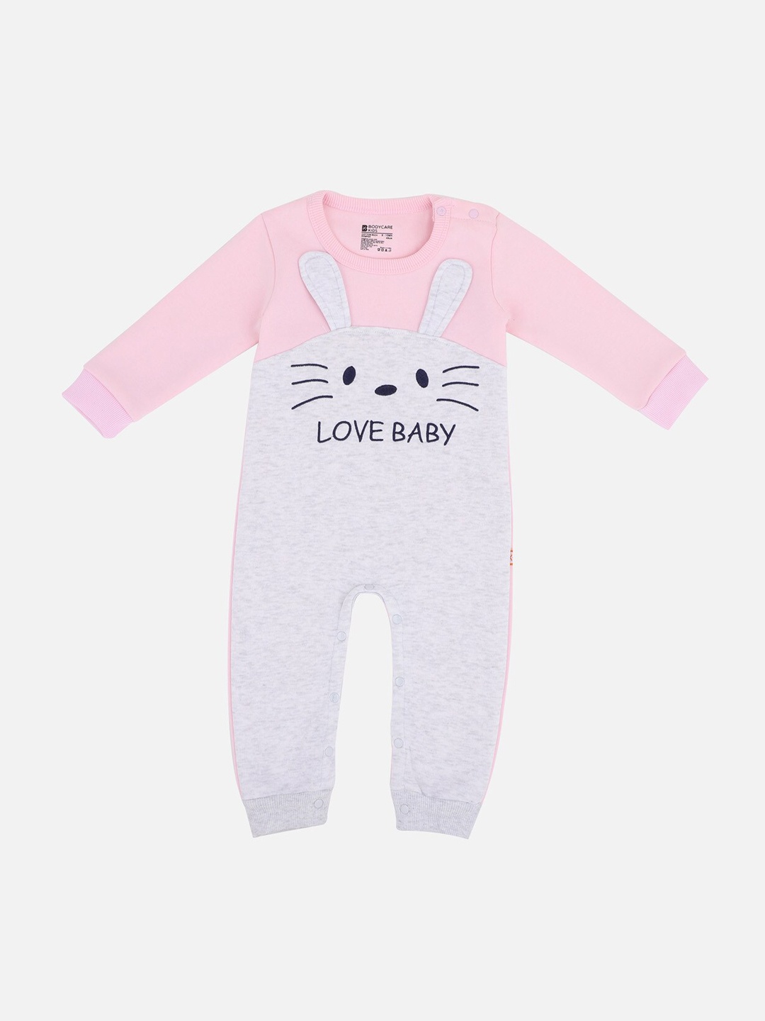 

Bodycare Kids Girls Pink & Grey Printed Pure Cotton Romper