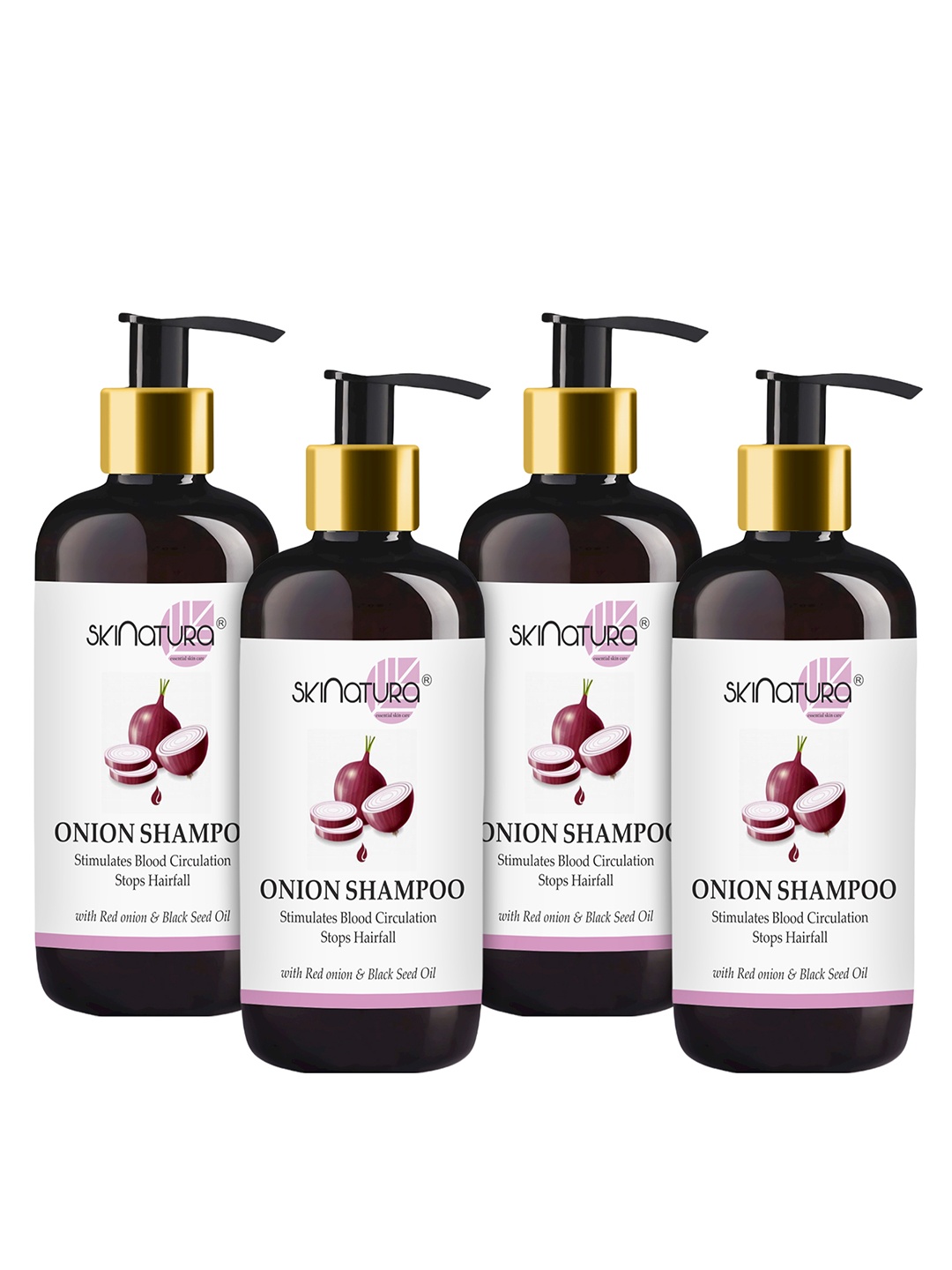 

Skinatura Set of 4 Onion Shampoo 300 ml each, Brown