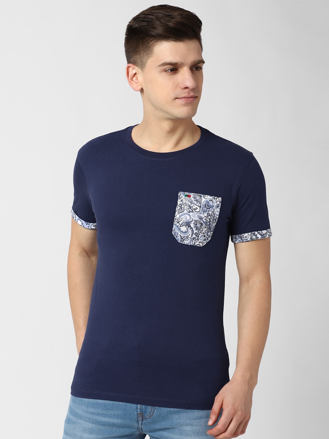 

Peter England Casuals Men Navy Blue Slim Fit T-shirt