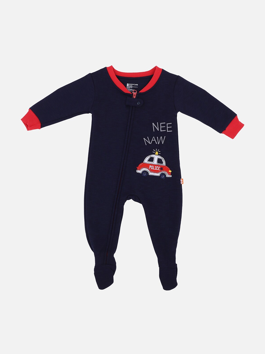 

Bodycare Kids Boys Navy Blue Printed Full Sleeves Rompers