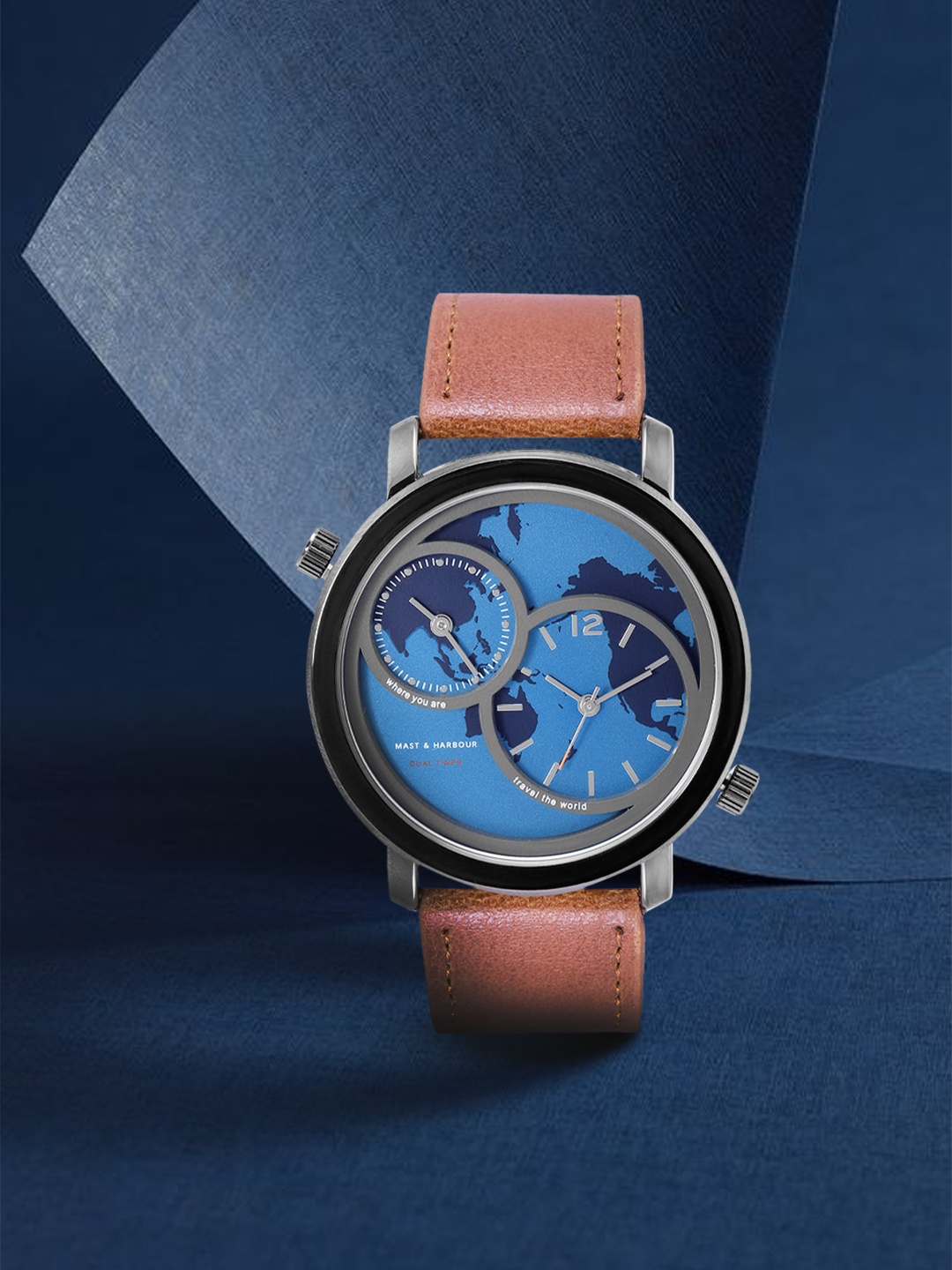 

Mast & Harbour Men Blue Map Print Dial Straps Analogue Watch MFB-PN-WTH-DK2861