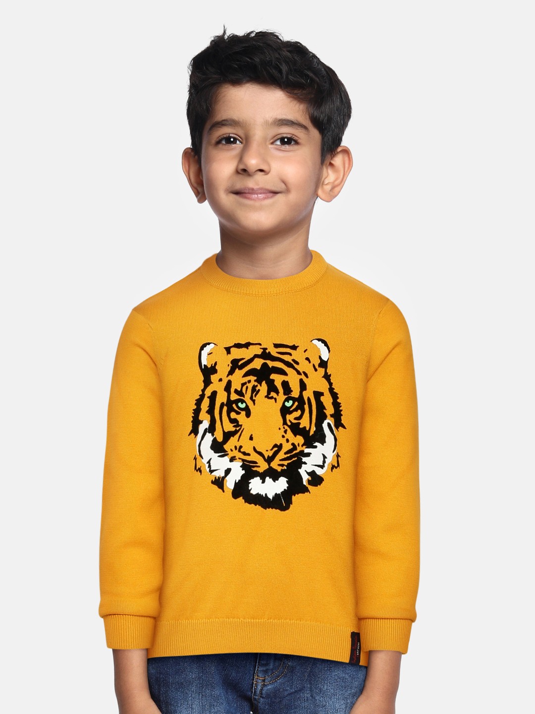 

Indian Terrain Boys Yellow Animal Printed Pure Cotton Pullover