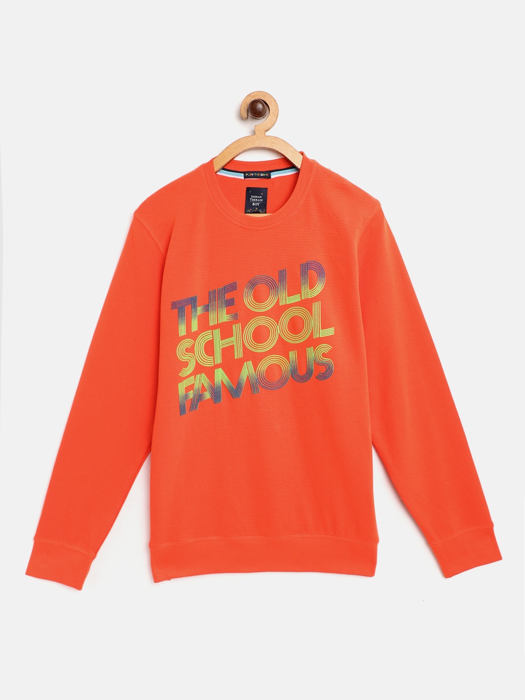 

Indian Terrain Boys Orange & Green Cotton Printed Sweatshirt