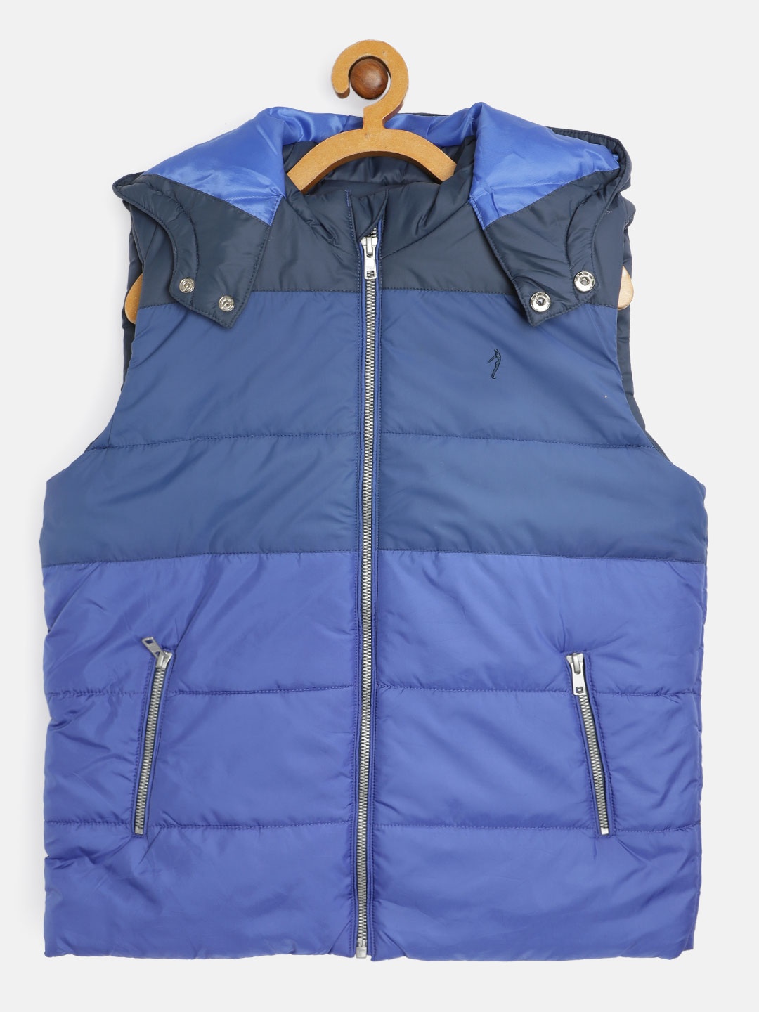 

Indian Terrain Boys Blue Solid Hooded Padded Jacket