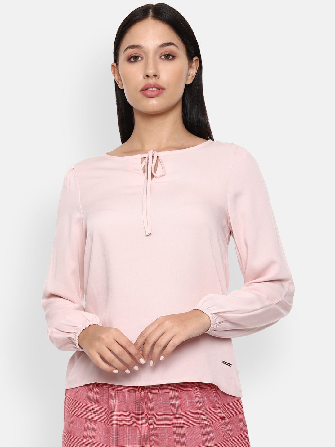 

Van Heusen Woman Pink Tie-Up Neck Regular Top