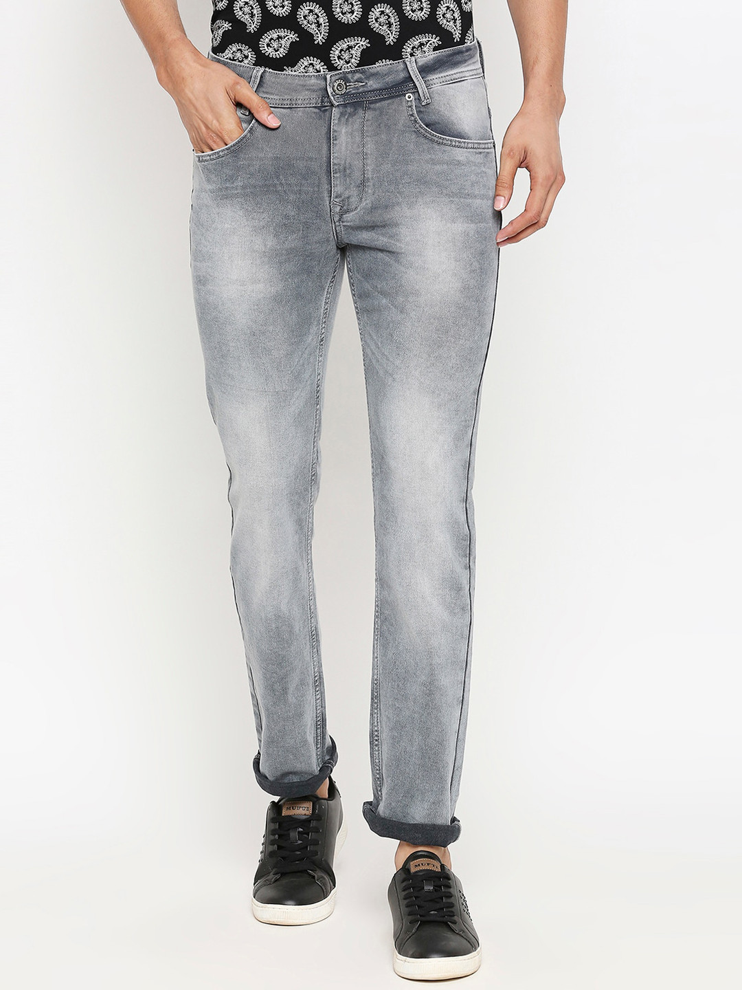 

Mufti Men Grey Skinny Fit Heavy Fade Jeans