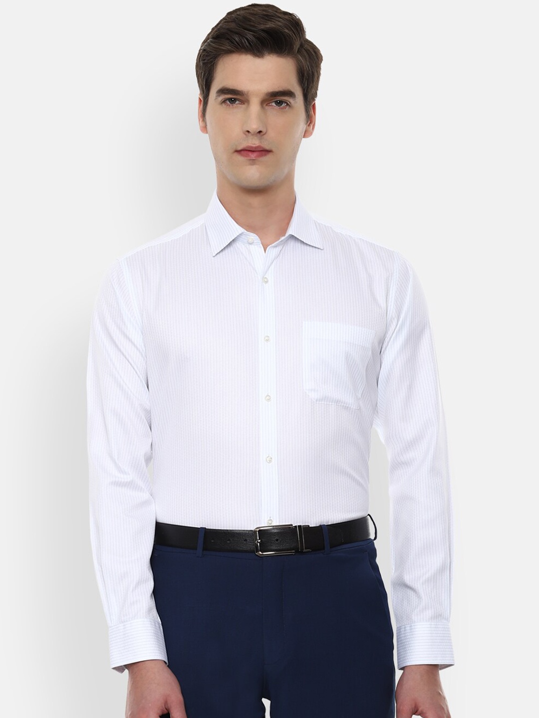 

Van Heusen Men White Striped Formal Shirt
