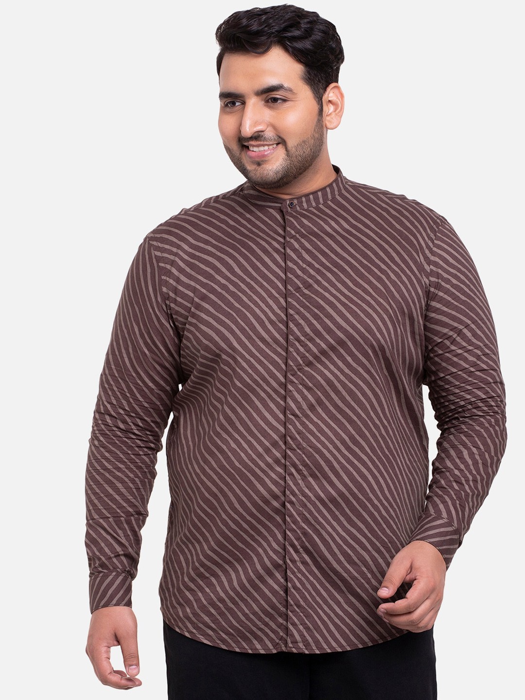 

Bewakoof Men Brown Striped Casual Shirt