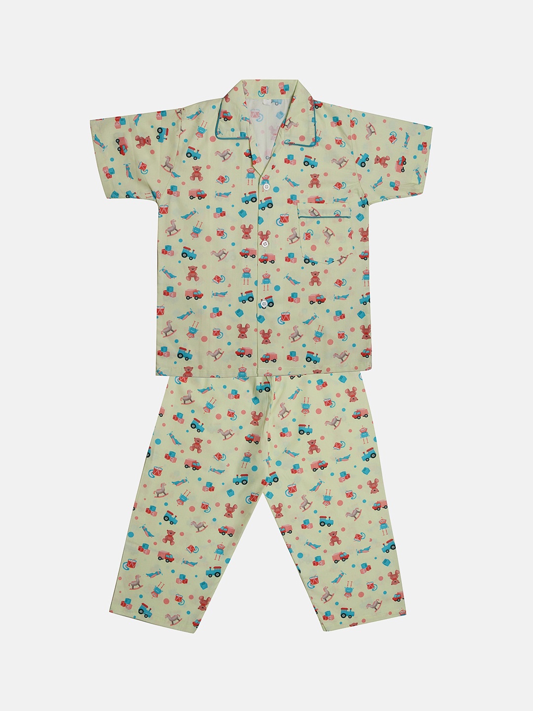 

TINY HUG Boys Yellow & Red Printed Night suit