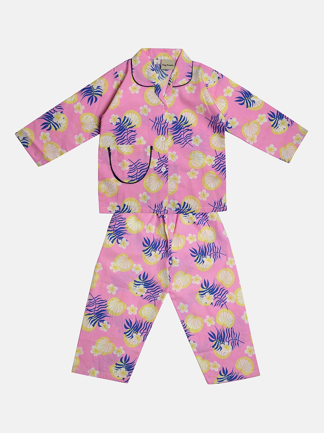 

TINY HUG Boys Pink & Blue Printed Night suit