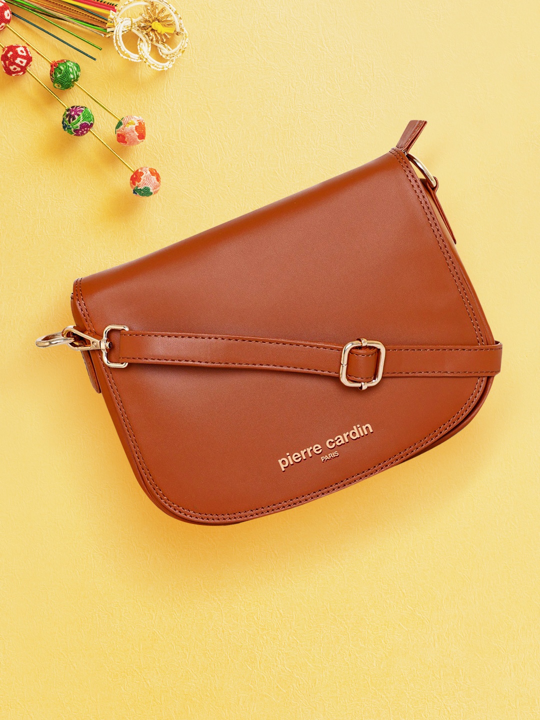 

pierre cardin Brown PU Structured Sling Bag