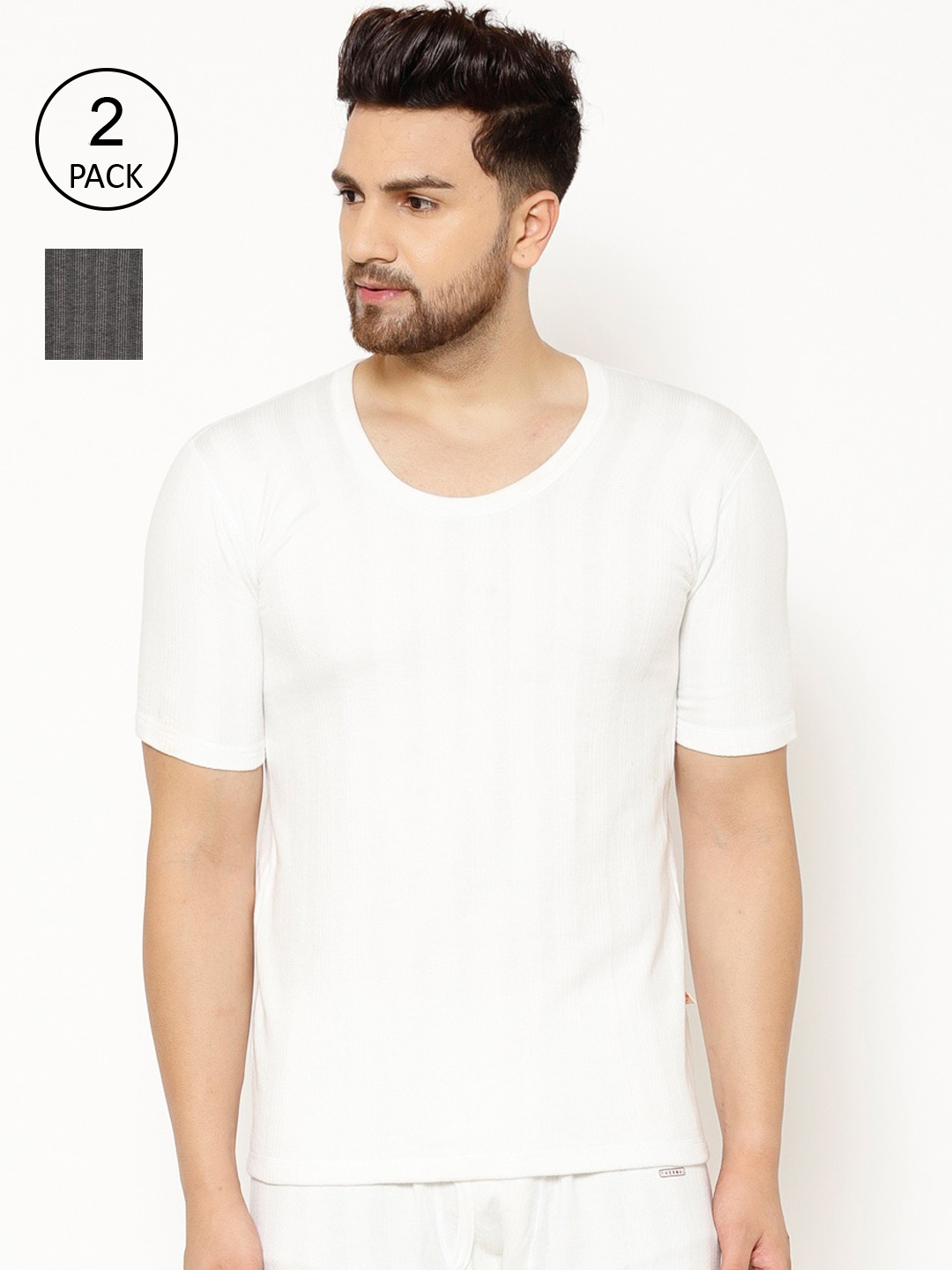 

VIMAL JONNEY Men Pack Of 2 Thermal Tops, White