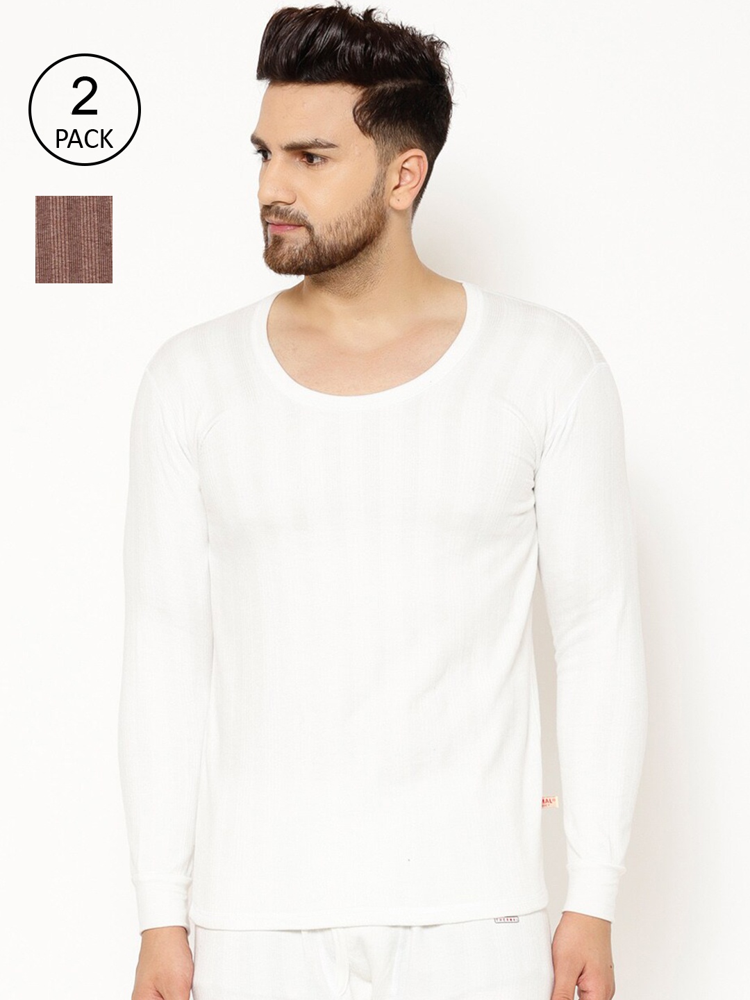 

VIMAL JONNEY Men Pack Of 2 Thermal Tops, White