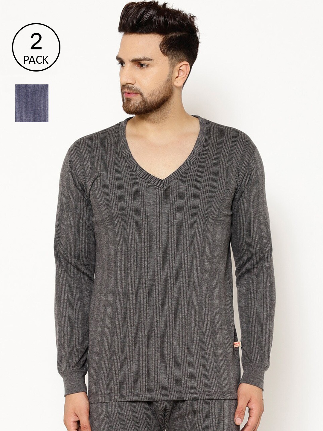 

VIMAL JONNEY Men Pack of 2 Thermal Tops, Black