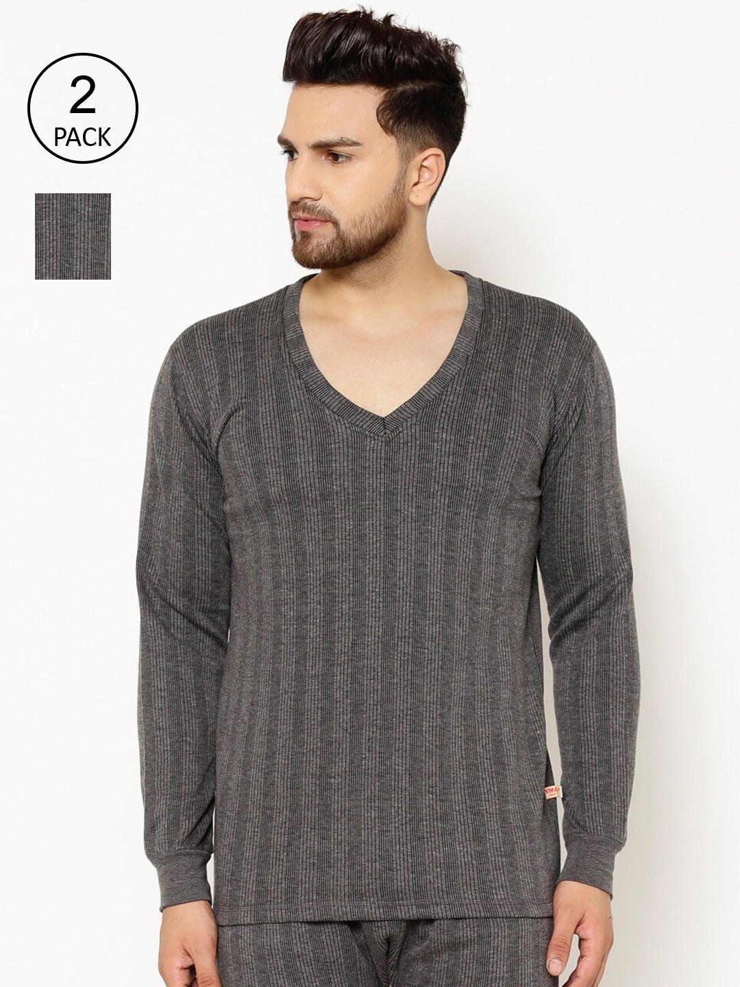 

VIMAL JONNEY Men Pack of 2 Thermal Tops, Black