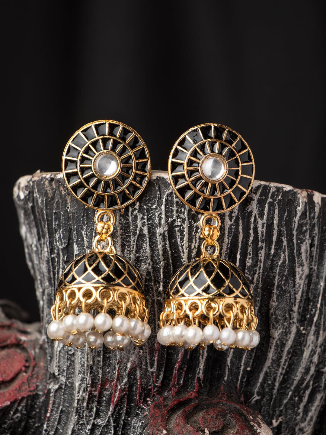 

MORKANTH JEWELLERY Black Contemporary Jhumkas Earrings