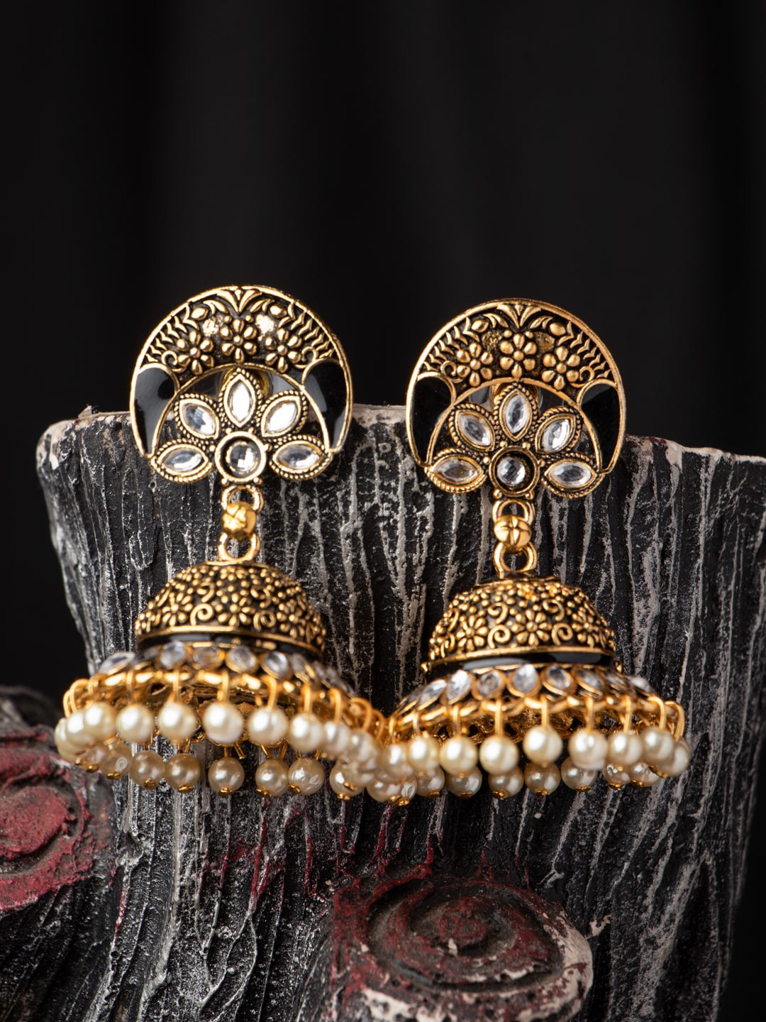

MORKANTH JEWELLERY Black Contemporary Jhumkas Earrings